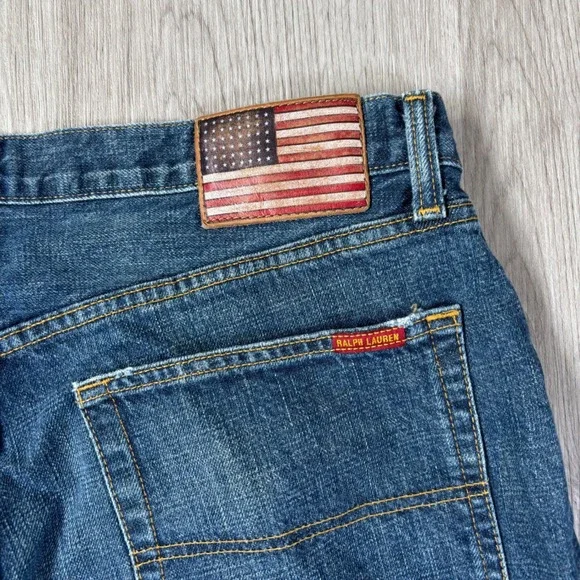 Polo Jeans Ralph Lauren VTG Men's Cotton Denim Blue Jeans Flag Banner 36x32 - Picture 4 of 13